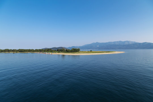 Panoramic view to the beach of Keramoti, Greece