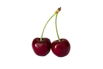 Sweet red cherries on isolated on white background