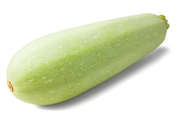 Green fresh raw zucchini, clipping path, isolated on white background