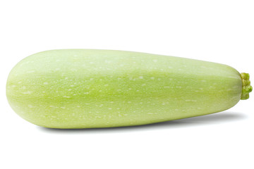 Green fresh raw zucchini, clipping path, isolated on white background
