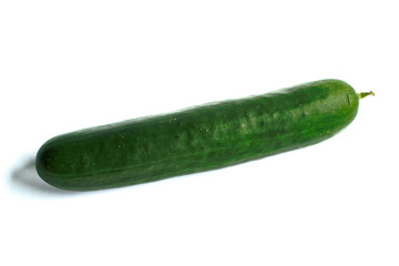 Closeup of a cucumber on a white background