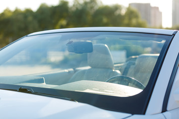 Fototapeta na wymiar close up of car windshield rain wipers