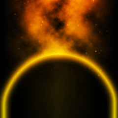 abstract light effect world in yellow color in 3D rendering