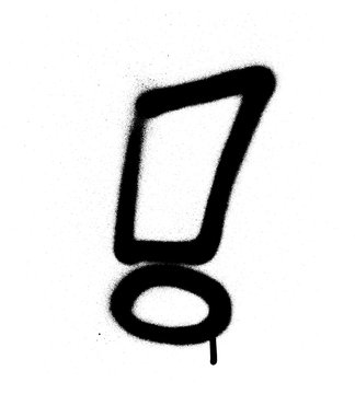 graffiti exclamation mark in black on white