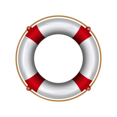 Lifebuoy with rope. Lifebelt realistic illustration