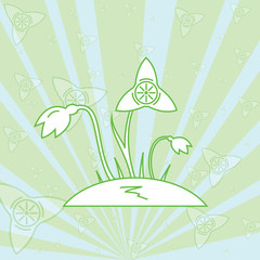 White snowdrops. Line style flowers. Vector illustration.