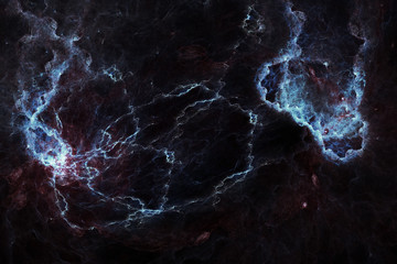 Abstract marble texture. Fractal background in blue, black and brown colors. Fantasy digital art. 3D rendering.