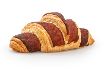 Fresh chocolate croissant Isolated on white background