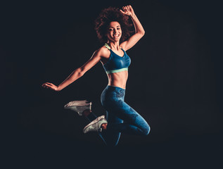 Afro American girl doing sport