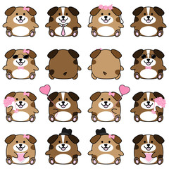 Lovely cute couple cartoon dog collection set with variety charactor isolate vector icon
