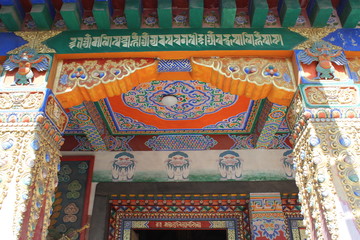 Obraz premium Colorful Tibetan Monastic decoration in a Monastery in Qinghai China Asia