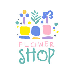Shop flower logo template colorful hand drawn