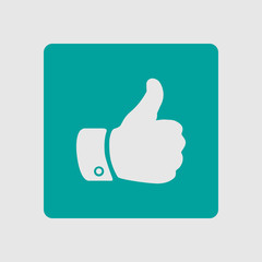 Like  icon. Hand finger up sign. Thumb up symbol. Flat design style. 