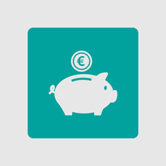 Piggy bank icon. Pictograph of moneybox. Flat design.