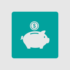 Piggy bank icon. Pictograph of moneybox. Flat design.