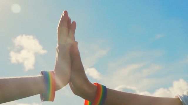 high five lgbt slow mo