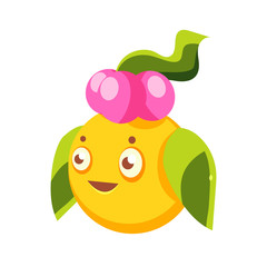Cute yellow fantastic plant character round shape, nature element cartoon vector Illustration