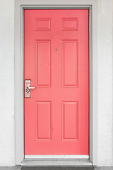 Door with handle, lock and viewer