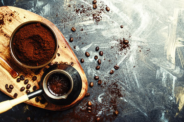 Coffee in coffee maker, top view