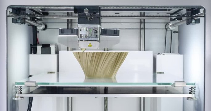 Working 3D printer, printing a fractal vase - 4K Time lapse video