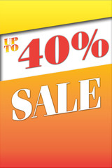 Sale, up to 40 percent Discount, Bright in Orange Colors, blank space for company logo and or personal text.