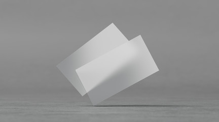 Blank plastic transparent business cards mockups, 3d rendering. Clear pvc namecards mock up on...
