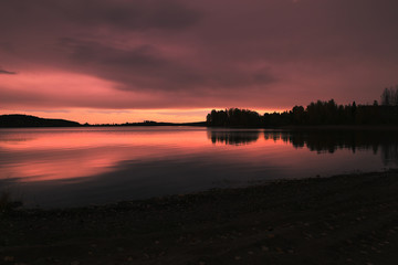 Beautiful summer season specific photograph. Ocean sunset from an island in the archipelago. - 163011414