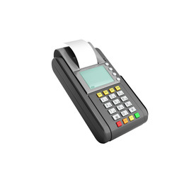 Credit Card trminal Machine 3D rendering on white no shadow