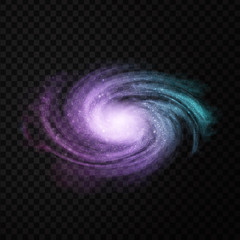 Fototapeta premium Vector realistic isolated cosmic galaxy on the transparent background for decoration and covering. Concept of space, nebula and cosmos.