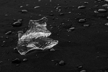 Ice on the black beach