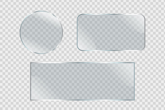 
Vector set of isolated realistic glass billboards on the transparent background for decoration and covering.