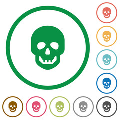 Human skull flat icons with outlines