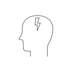 Head icon of brainstorming , thin line style, flat design
