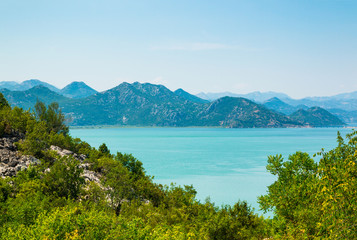 Obraz premium Panoramic view of Skadar lake (Skadarsko jezero) in a national park in Montenegro