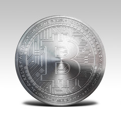 silver bitcoin isolated on white background 3d illustration