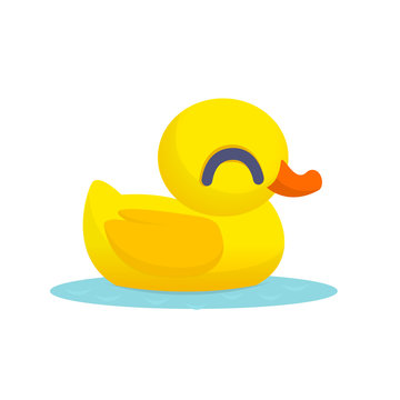 Rubber Duck Toy. Minimalistic duck cartoon Icon. Vector illustration