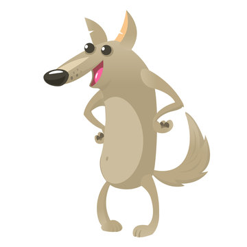 Gray wolf cartoon. Vector illustration isolated on a white background