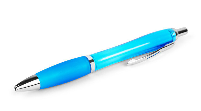 pen isolated on white background, blue color