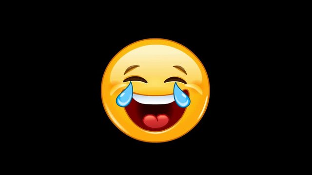 Animation of a laughing emoticon with tears of joy with alpha channel