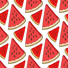 Watermelon seamless pattern. Bright fabric texture. Fashion vector print for wallpaper, wrapping, packaging, textile, scrapbook, fabric, menu