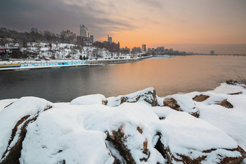Beautiful view of the city at dusk