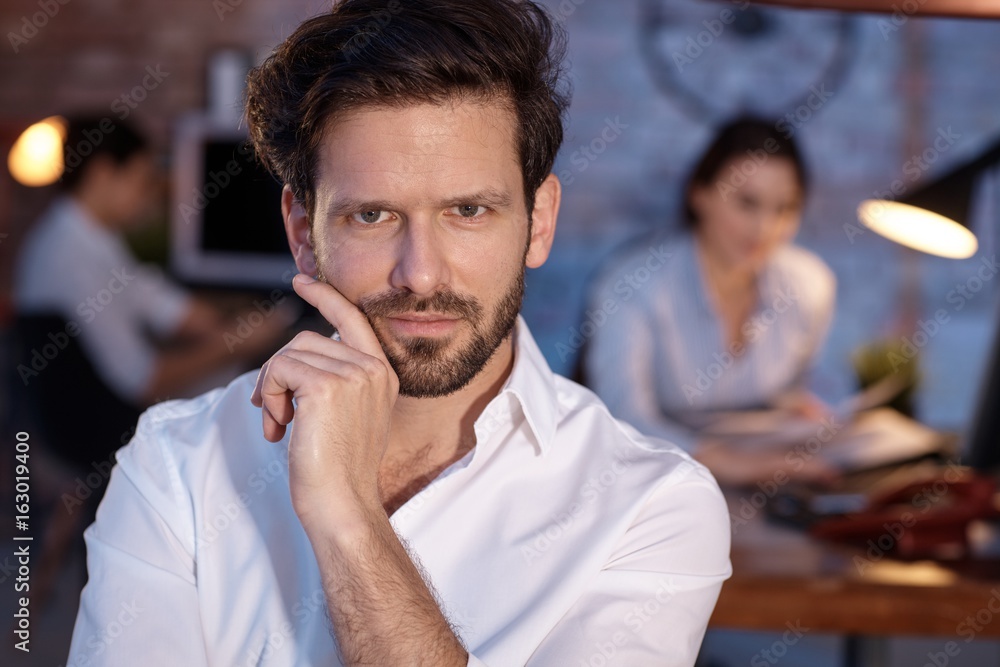 Sticker Closeup portrait of confident businessman