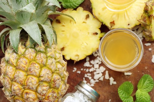 fresh pineapple with juice