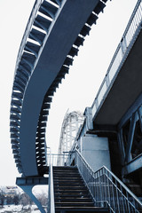 Naklejka premium Deserted pedestrian bridge at day