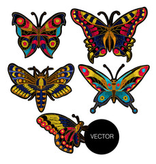 Plakat Butterfly vector embroidery for textile design