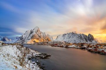 Reine village in winter.