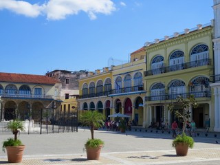 Architecture of building in the middle of central Havana square