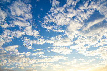 Naklejka premium Sunset with sun rays, sky with clouds and sun.