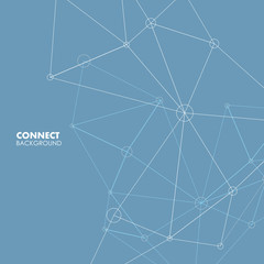 Abstract polygonal with connecting dots and lines. Connection science background