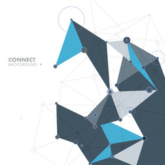 Abstract polygonal with connecting dots and lines. Connection science background